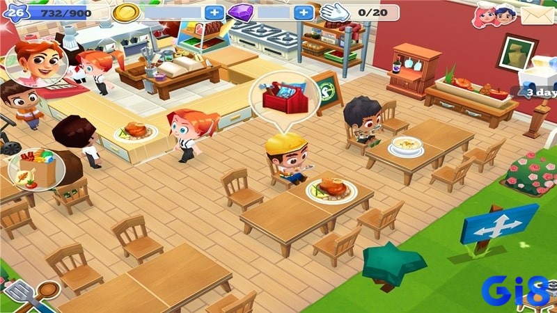 Phần thưởng game Cafeland giúp bạn nâng cấp nhà hàng