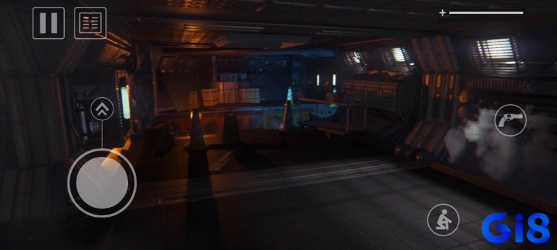 Không gian trạm vũ trụ trong Alien: Isolation Mobile với ánh sáng chân thực và thiết kế chi tiết