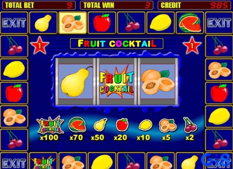 Fruit Cocktail nổi bật với gameplay đơn giản và chế độ Risk Game đầy kịch tính