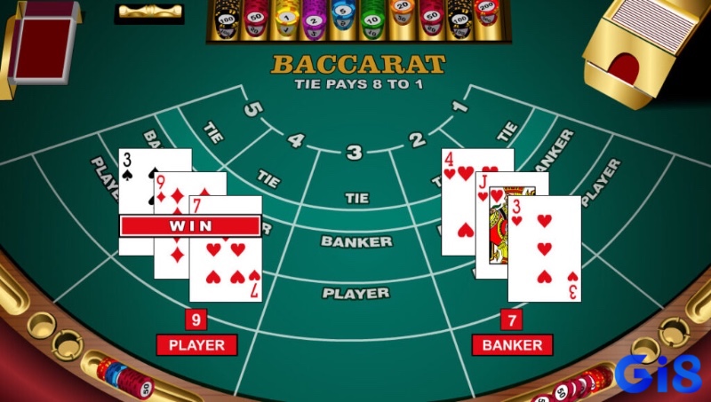 Ví dụ về ‘thắng tự nhiên’: Player đạt 9 điểm từ hai lá đầu, chiến thắng ngay mà không cần rút thêm.