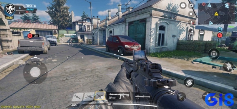 Hình ảnh thể hiện nhịp độ cao và chất lượng đồ họa nổi bật của game bắn súng online Android này.