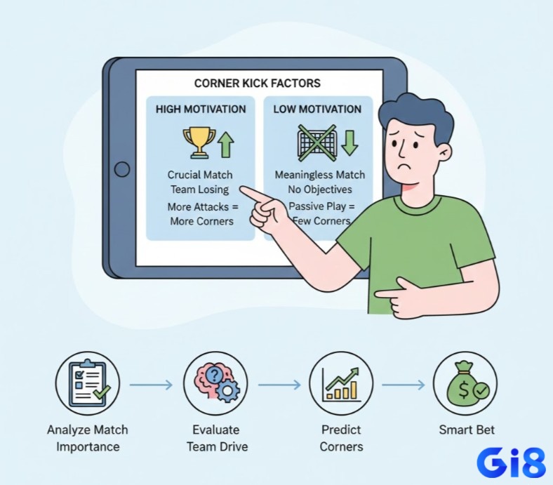Số lượng phạt góc trong trận thường biến động theo tính chất trận đấu và tinh thần thi đấu của đội bóng
