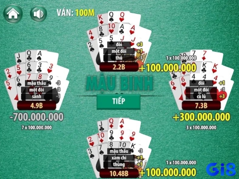 Rèn luyện Mậu Binh offline giúp cải thiện khả năng sắp xếp và tối ưu chiến thuật.