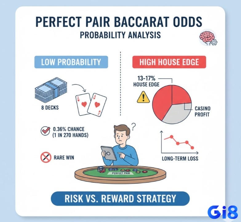 Xác suất Perfect Pair thay đổi theo số bộ bài, càng nhiều bộ càng khó trúng