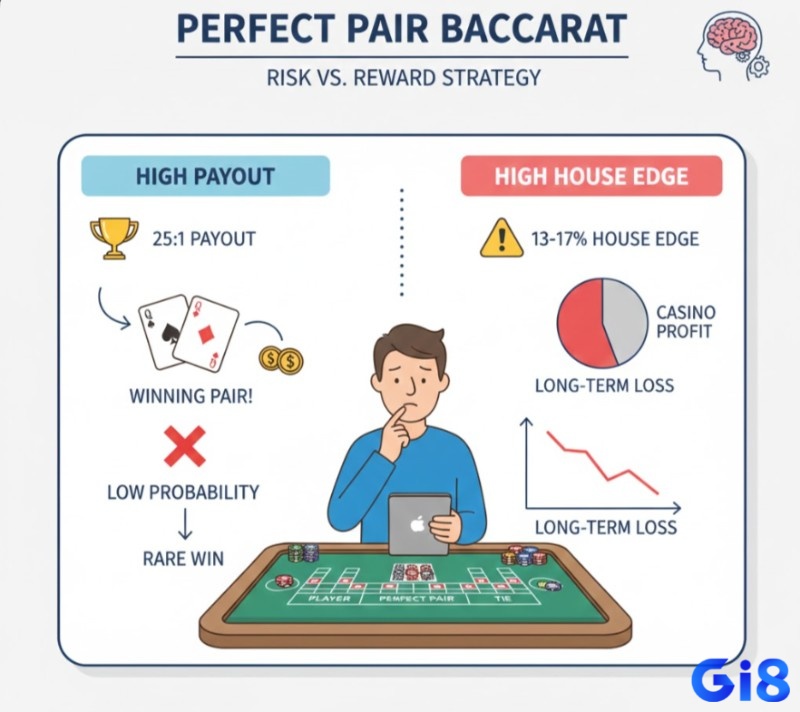 Cược Perfect Pair có rủi ro cao nhưng mang lại cơ hội thắng lớn, nên chơi thông thái và kiểm soát