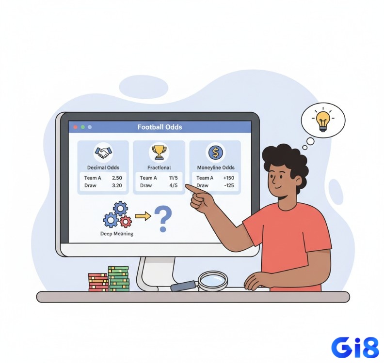 Người chơi phân tích các loại tỷ lệ kèo bóng đá phổ biến (decimal, fractional, moneyline) để hiểu bản chất con số
