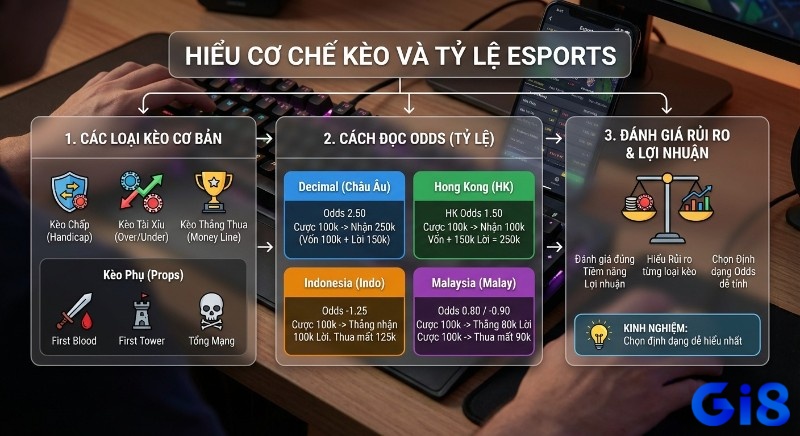 Tổng quan các loại kèo và cách đọc tỷ lệ cược thể thao điện tử qua định dạng Decimal, HK, Indo, Malay để đánh giá rủi ro lợi nhuận