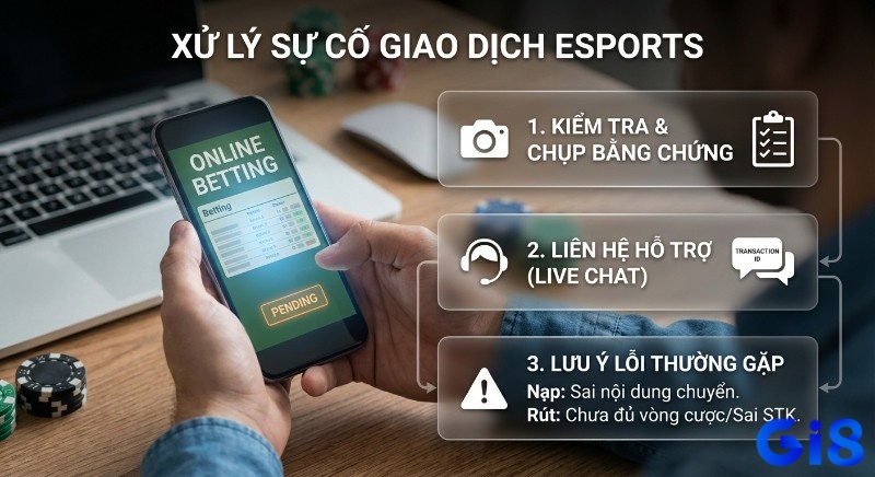 Hướng dẫn 3 bước xử lý sự cố giao dịch cược thể thao điện tử: Kiểm tra chứng cứ, liên hệ hỗ trợ qua live chat và các lỗi nạp/rút thường gặp