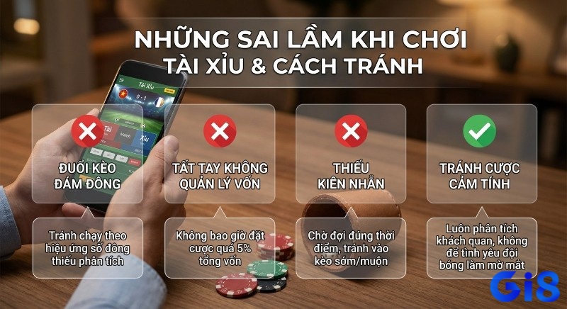 Checklist những sai lầm phổ biến khi chơi Tài Xỉu và mẹo tránh: không theo đám đông, quản lý vốn, kiên nhẫn, khách quan