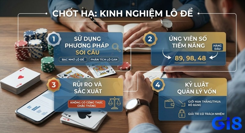 Tổng quan 4 kinh nghiệm lô đề: phương pháp soi cầu, số tiềm năng 89, 98, 48, quản lý rủi ro và kỷ luật vốn chặt chẽ