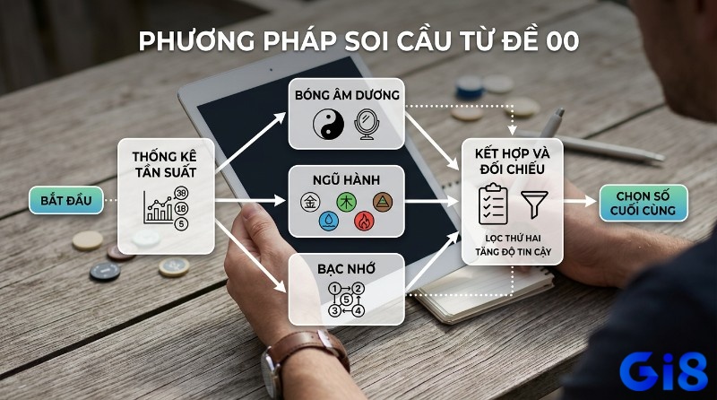 Phương pháp soi cầu từ đề về 00 hôm sau đánh lô gì: thống kê tần suất, bóng âm dương, ngũ hành, bạc nhớ để lọc thứ hai, tăng độ tin cậy và chọn số cuối cùng