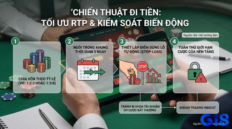 Chiến thuật đi tiền tối ưu RTP & kiểm soát biến động: chia vốn 1:2:3/1:3:8, nuôi 3 ngày, dừng lỗ tự động, đề về 07 mai đánh lô gì, tuân thủ giới hạn cược