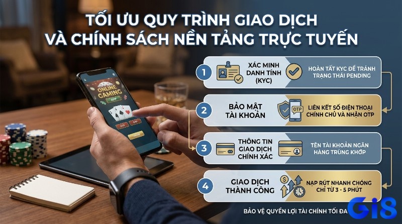 Tối ưu giao dịch trực tuyến: Hoàn tất KYC, liên kết SĐT nhận OTP, đảm bảo tên tài khoản ngân hàng trùng khớp để nạp rút nhanh 3-5 phút