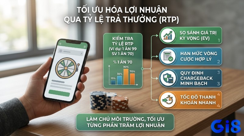 Tối ưu lợi nhuận qua RTP bằng cách kiểm tra tỷ lệ trả thưởng (1 ăn 99 so với 1 ăn 70), so sánh EV, hạn mức cược, quy định chargeback và tốc độ thanh khoản nhanh