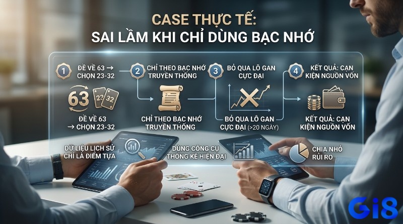 Phân tích case thực tế sai lầm khi chỉ dùng bạc nhớ truyền thống, bỏ qua lô gan cực đại dẫn đến cạn vốn, cần dùng công cụ thống kê hiện đại và chia nhỏ rủi ro