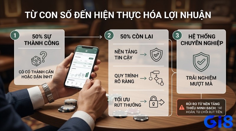 Chiến lược thực chiến hiện thực hóa lợi nhuận: 50% từ con số, 50% từ nền tảng tin cậy, quy trình rõ ràng, rút thưởng tối ưu, hệ thống chuyên nghiệp, tránh rủi ro