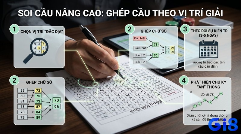 Soi cầu nâng cao ghép số theo vị trí giải khi đề về 73 hôm sau đánh con lô gì, hướng dẫn 4 bước: chọn vị trí, ghép số, theo dõi, phát hiện chu kỳ ăn thông, trên bảng kết quả