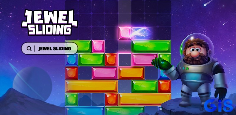 Jewel Sliding Puzzle Games với các hàng đá quý được sắp xếp